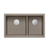 QUADRON | LOGAN 120 | granitowy zlewozmywak kuchenny SOFT TAUPE + STAL | wymiar: 76 x 45 x 23,5 cm | 2-komorowy podwieszany | podbudowa szafki od: 80 cm HQL7645U4BSU